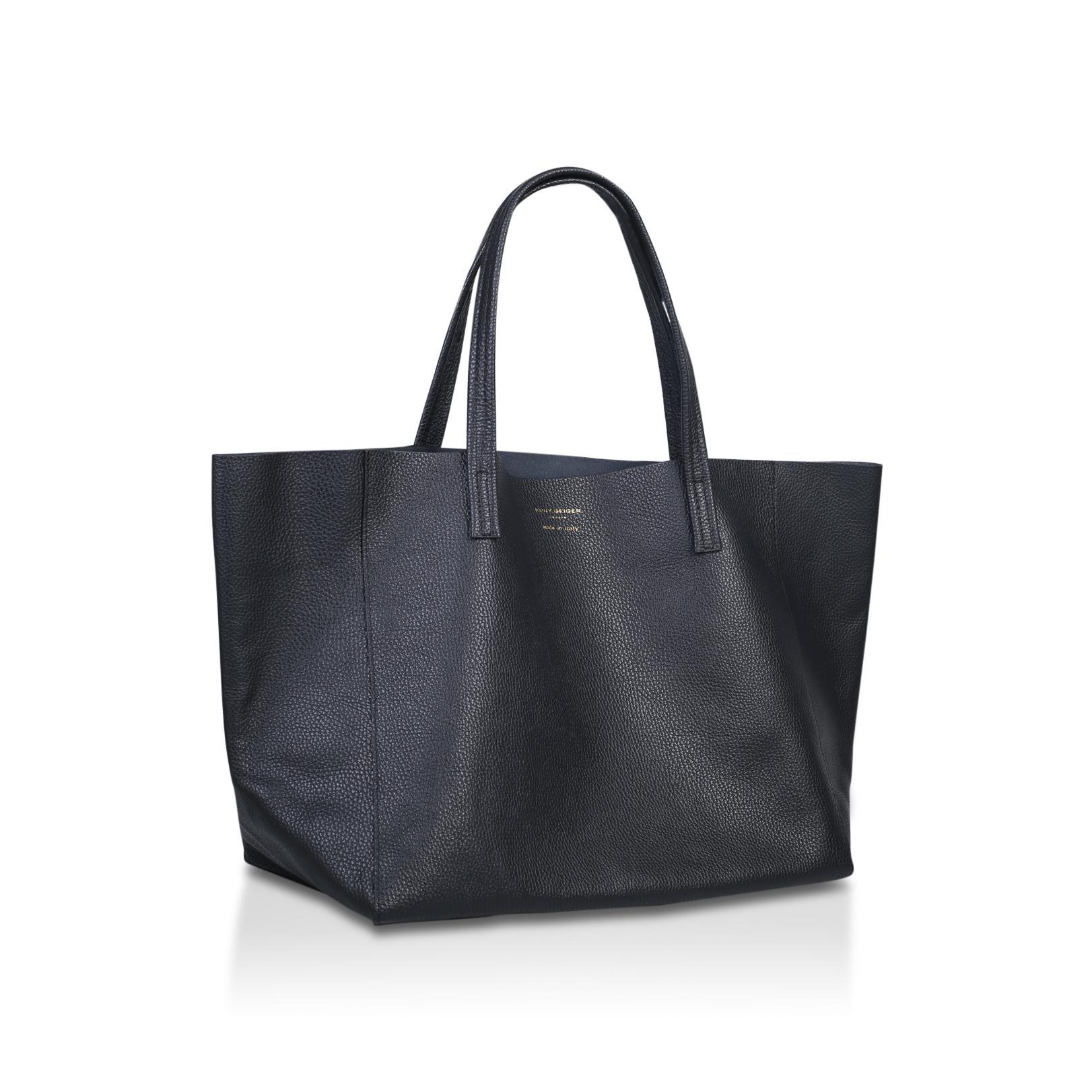 VIOLET HORIZONTAL TOTE Black Leather Tote Bag by KURT GEIGER LONDON