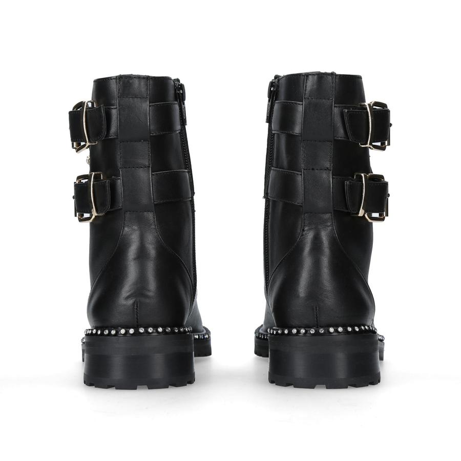 STOOP Black Leather Crystal Biker Boots by KURT GEIGER LONDON