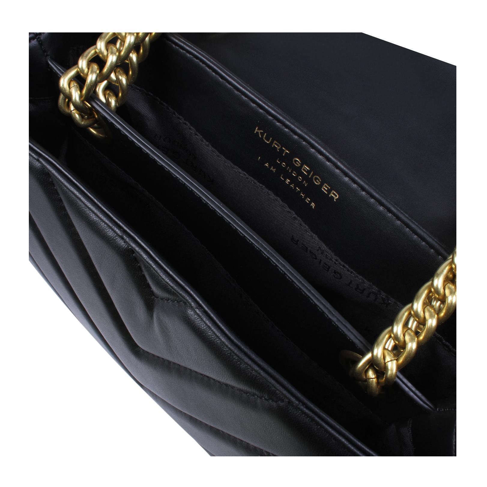 BLACK LEATHER KENSINGTON X BAG Gold Quilted Leather Bag by KURT GEIGER ...