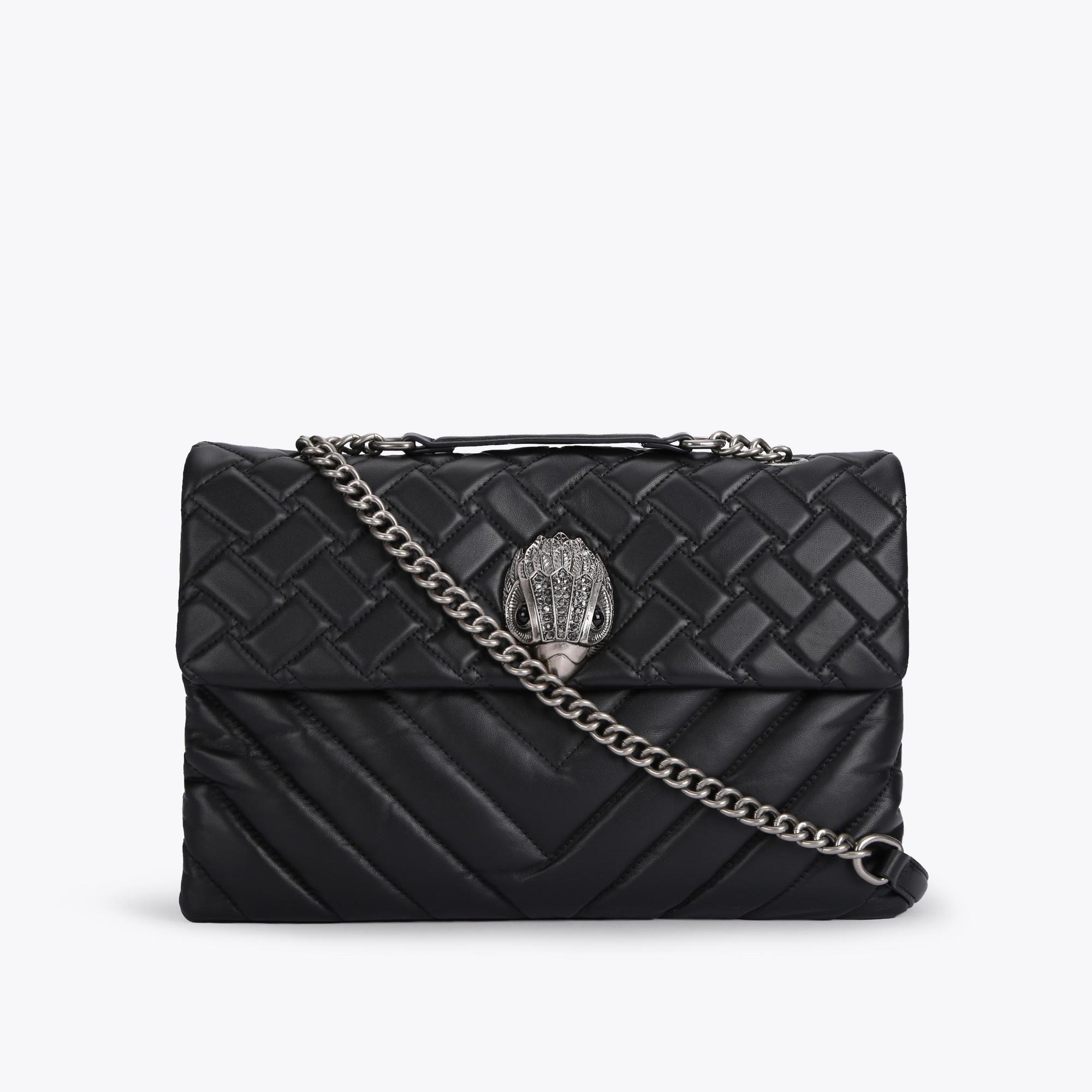 LTHR XXL KENSINGTON BAG Gunmetal Black Quilted Leather Bag by KURT ...