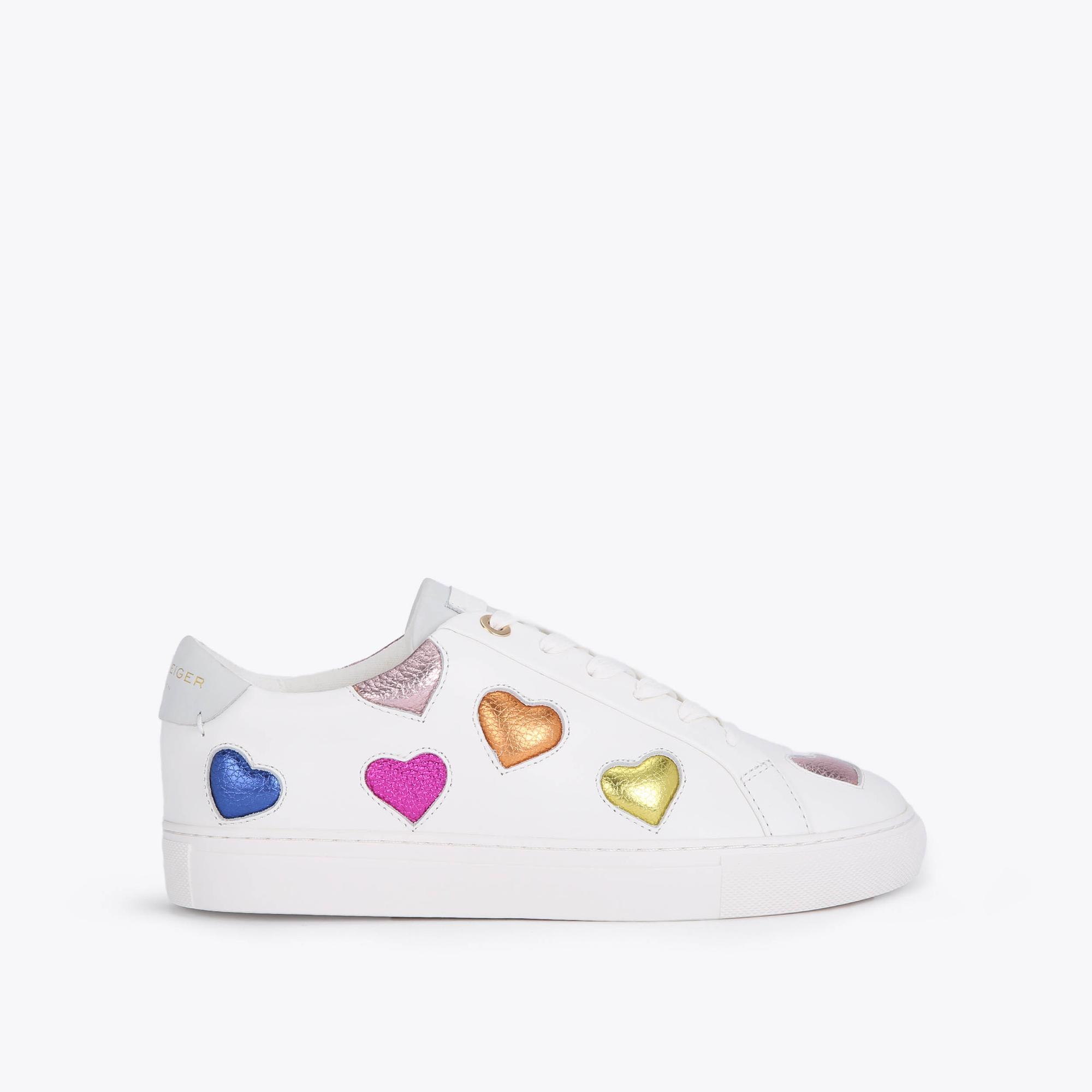 LANE LOVE Rainbow Hearts Low Top Sneakers by KURT GEIGER LONDON