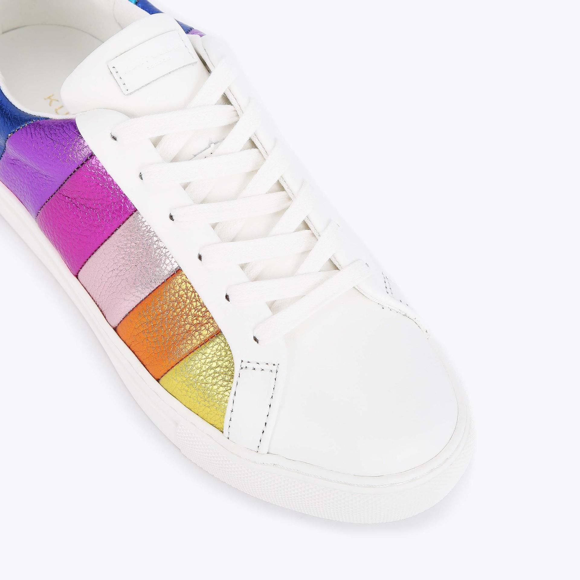 LANE STRIPE Metallic Rainbow Leather Sneakers by KURT GEIGER LONDON