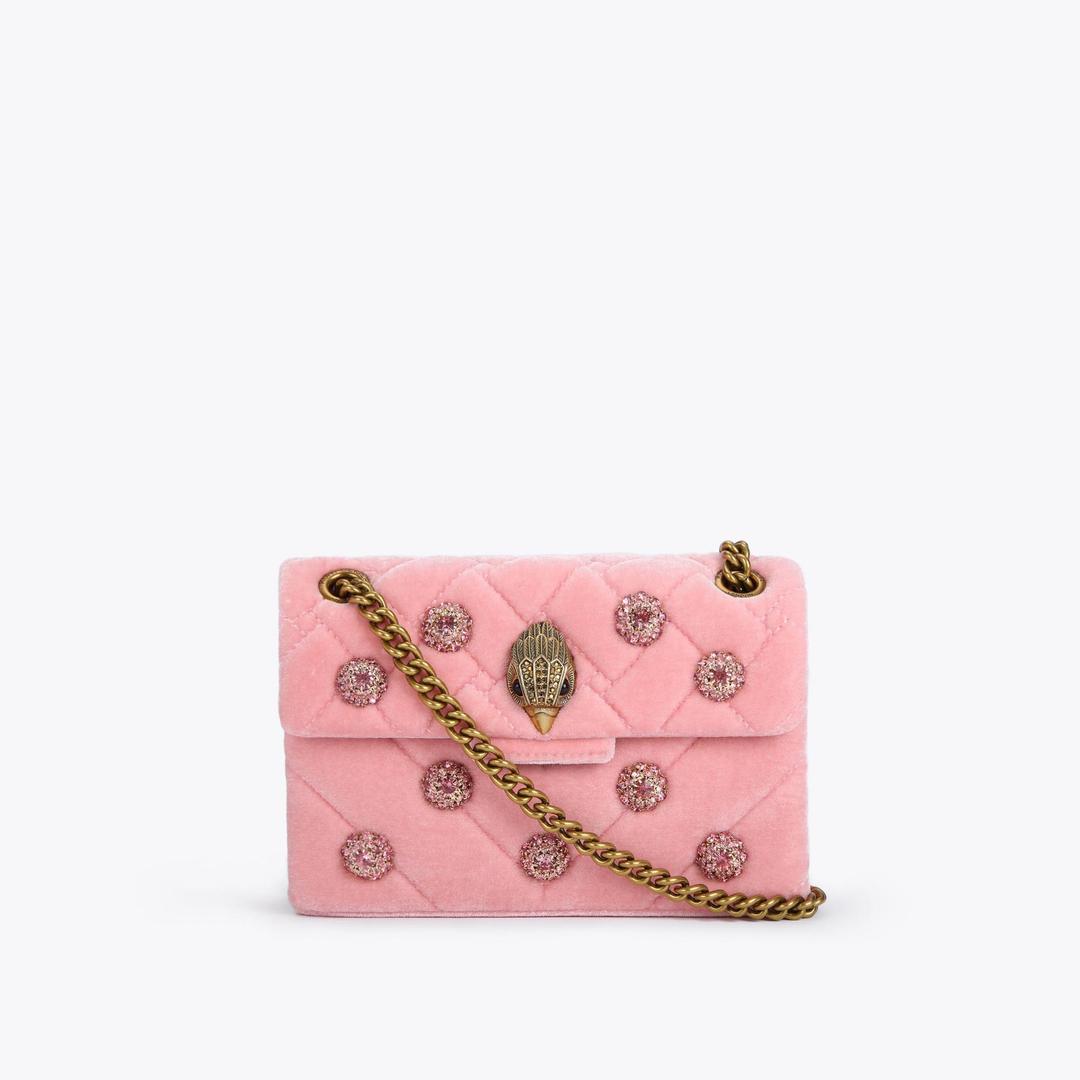 VELVET MINI KENSINGTON Pink Velvet Mini Cross Body Bag by KURT GEIGER ...