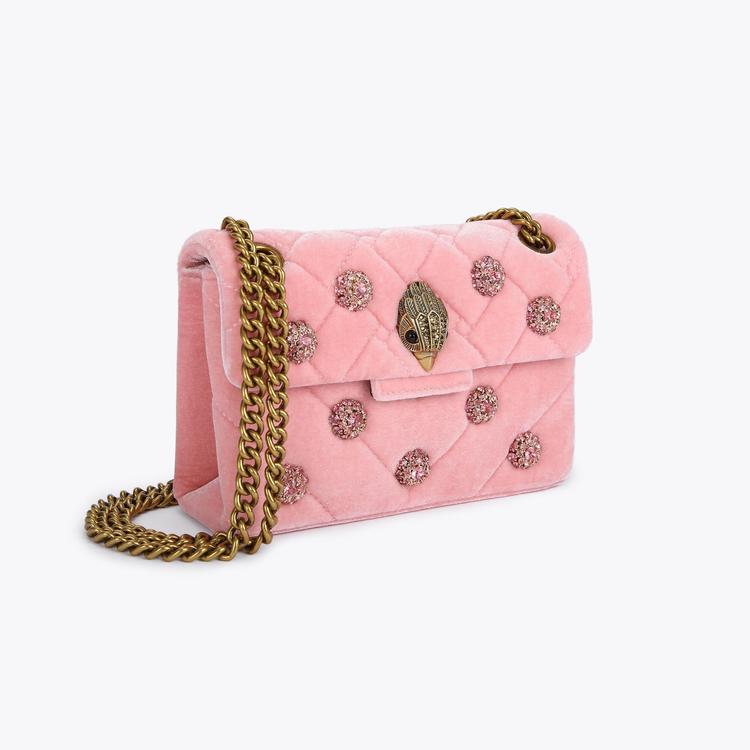 VELVET MINI KENSINGTON Pink Velvet Mini Cross Body Bag by KURT GEIGER ...