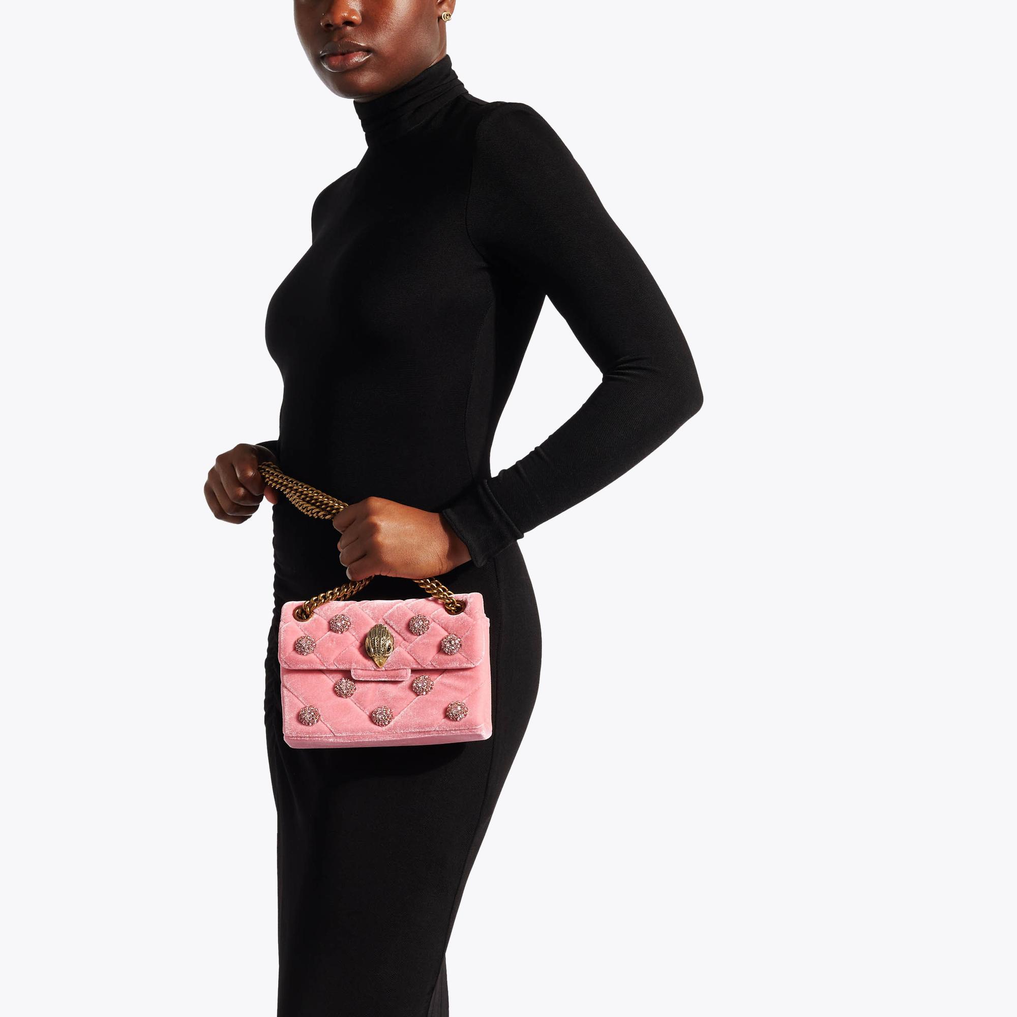 VELVET MINI KENSINGTON Pink Velvet Mini Cross Body Bag by KURT GEIGER ...