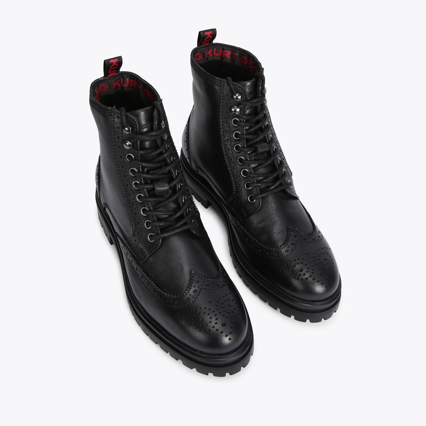 ASHURST Black Leather Brogue Lace Up Boots by KG KURT GEIGER