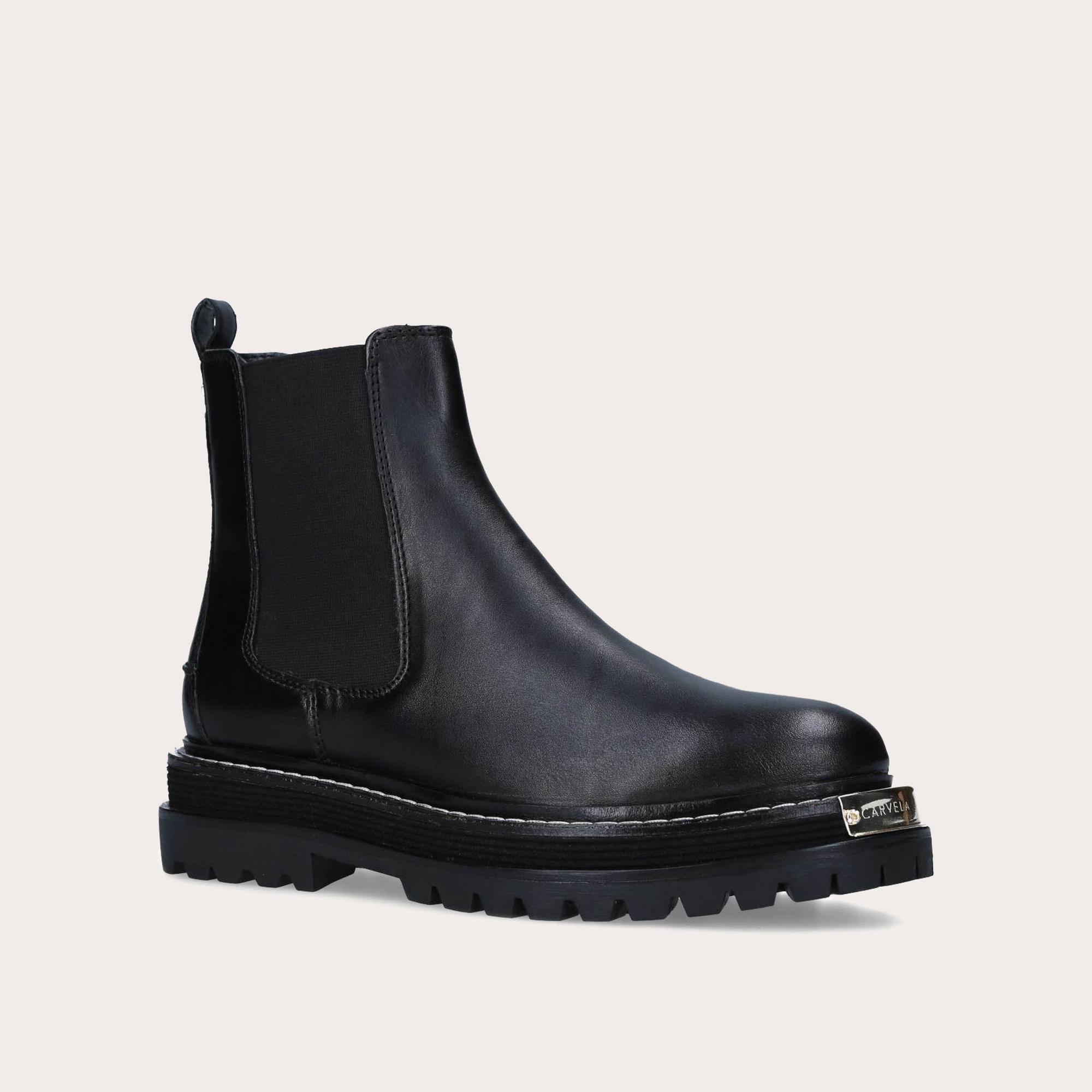 BASE CHELSEA Black Leather Panel Ankle Boots by CARVELA