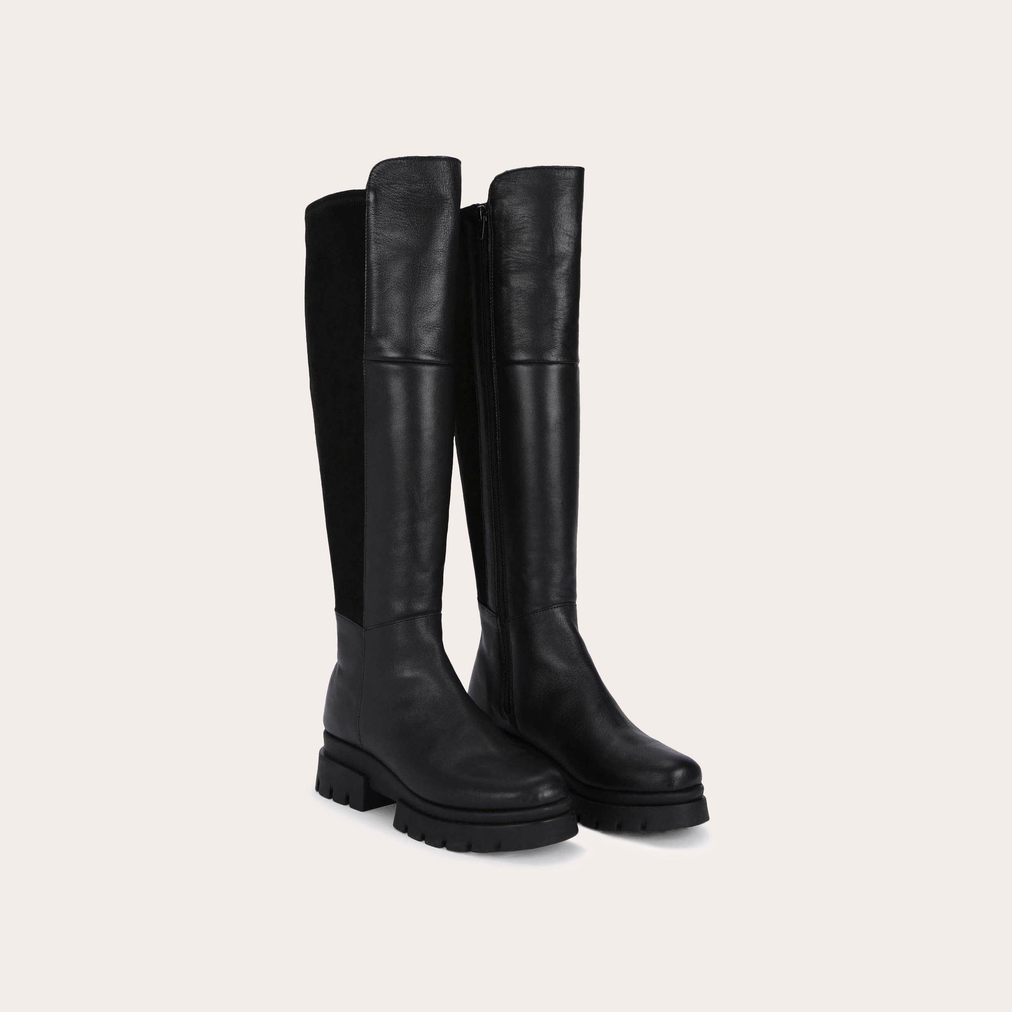 RUN 50/50 KNEE BOOT Black Leather Knee Boots by CARVELA COMFORT