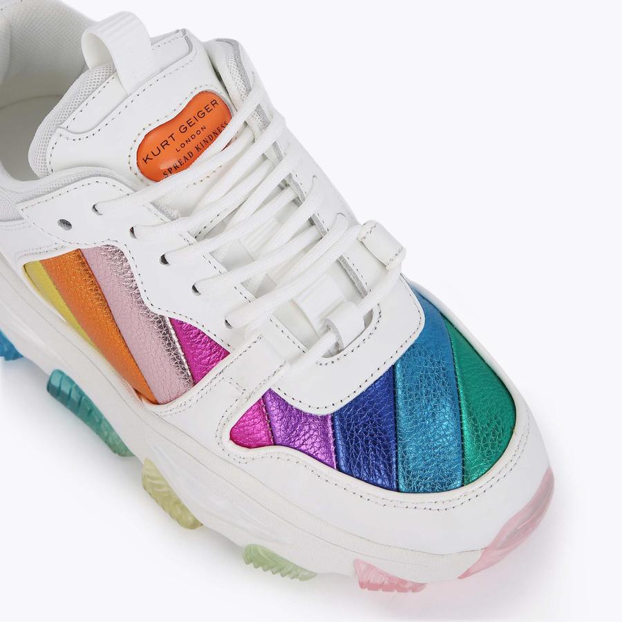 LETTIE EAGLE Rainbow Leather Chunky Dad Sneakers by KURT GEIGER LONDON