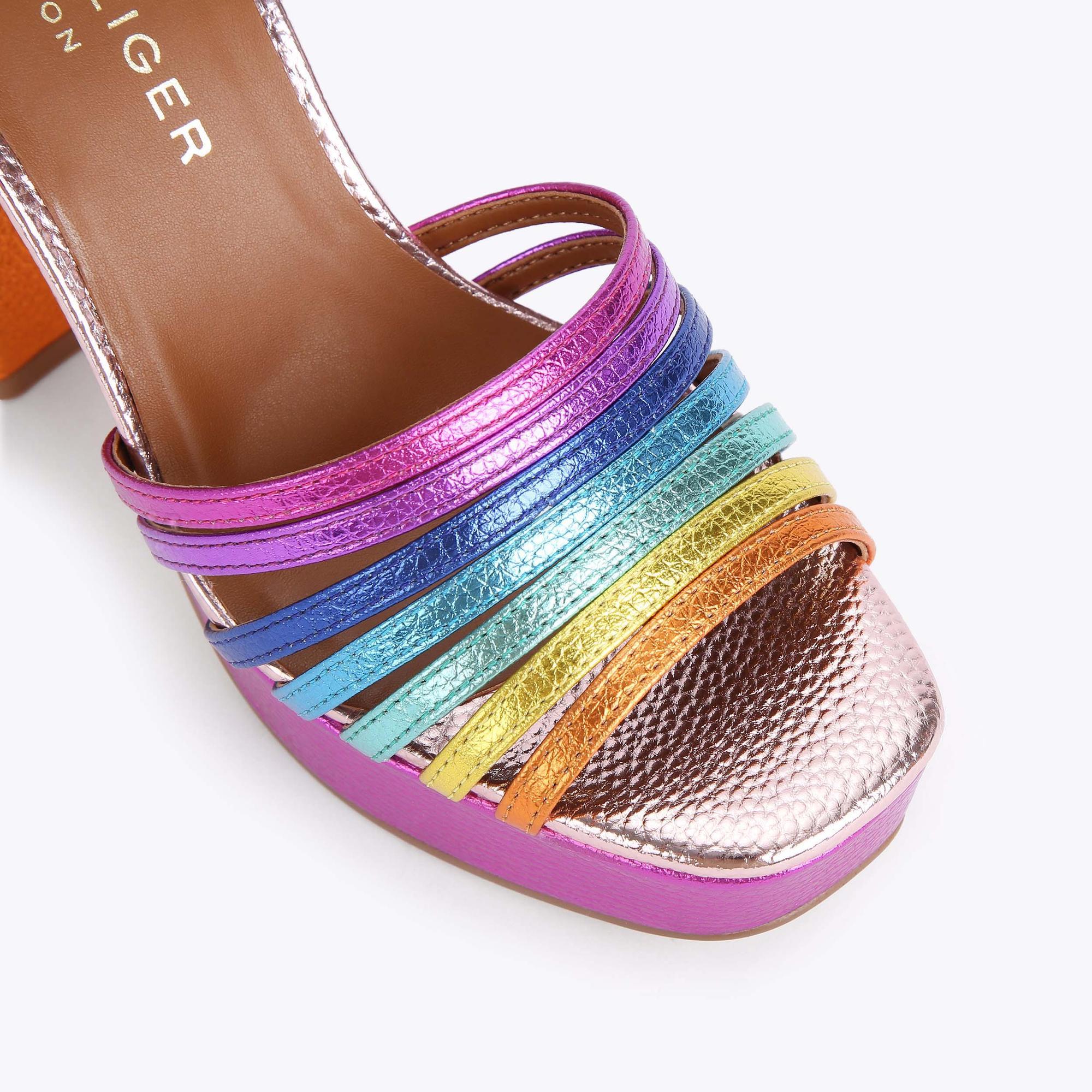 PIERRA PLATFORM SANDAL Rainbow Metallic Platform Block Heel by KURT ...