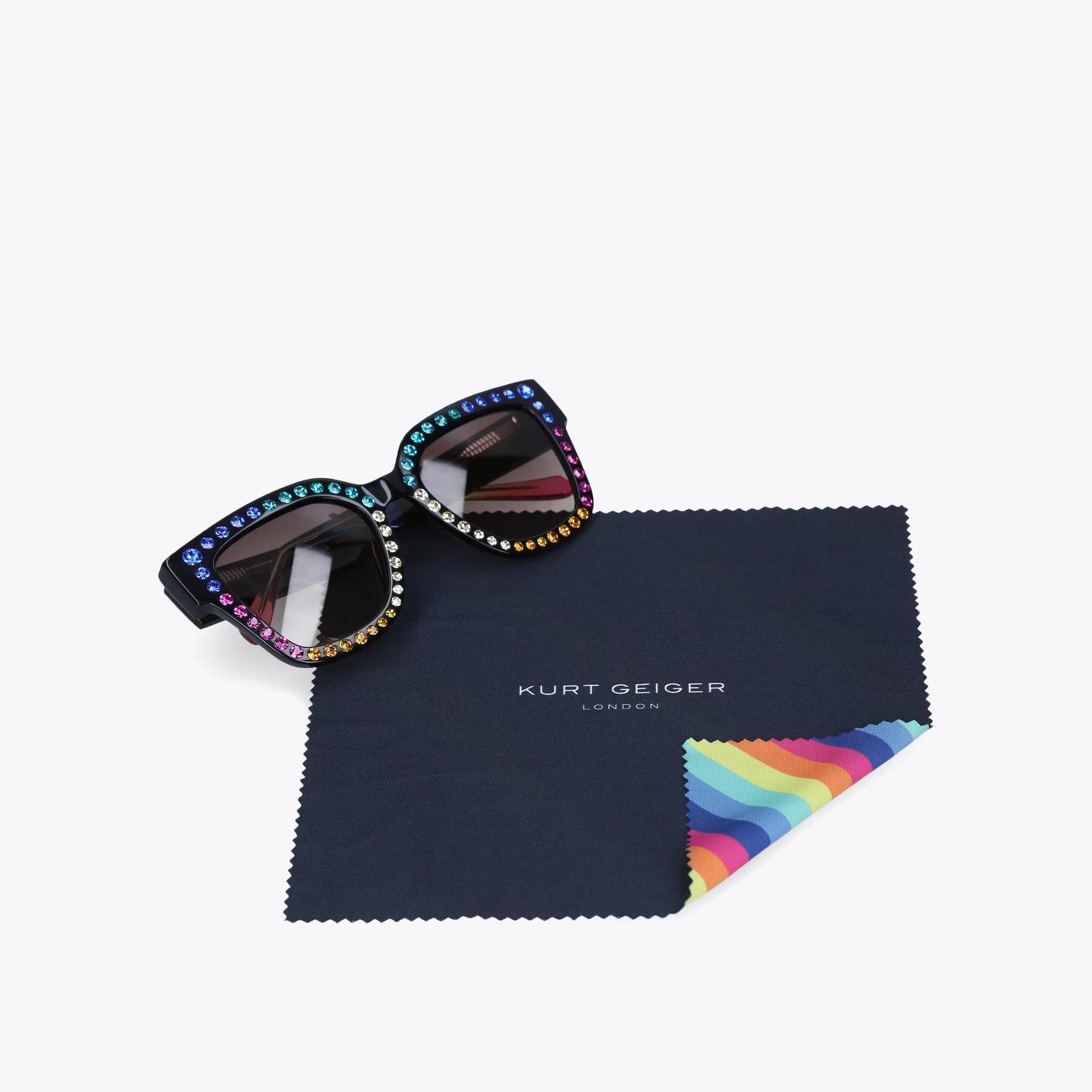 Jewel Rainbow Sunglasses Black Acetate Rainbow Jewel Sunglasses By Kurt Geiger London 0052