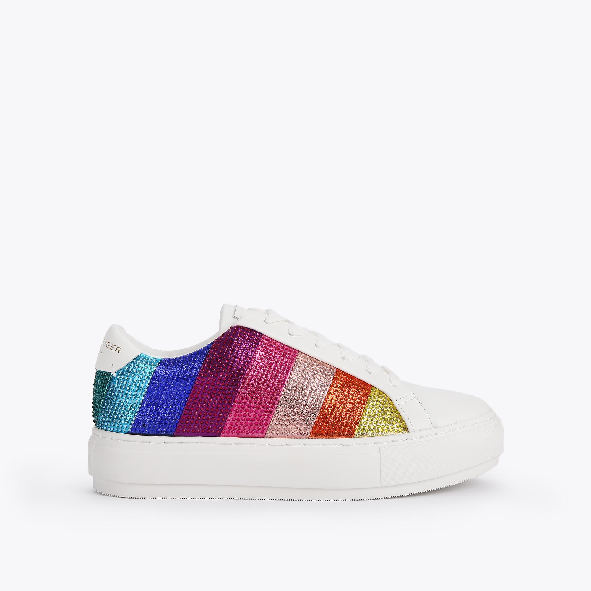 LANEY STRIPE CRYSTAL Rainbow Stripe Crystal Lace Up Sneakers by KURT ...