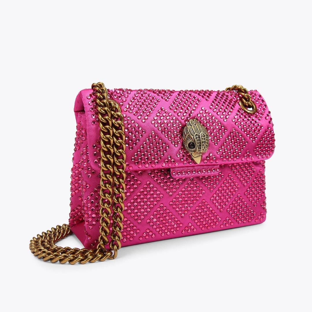 FABRIC MINI KENSINGTON Pink Fabric Crystal Cross Body Mini Bag by KURT ...