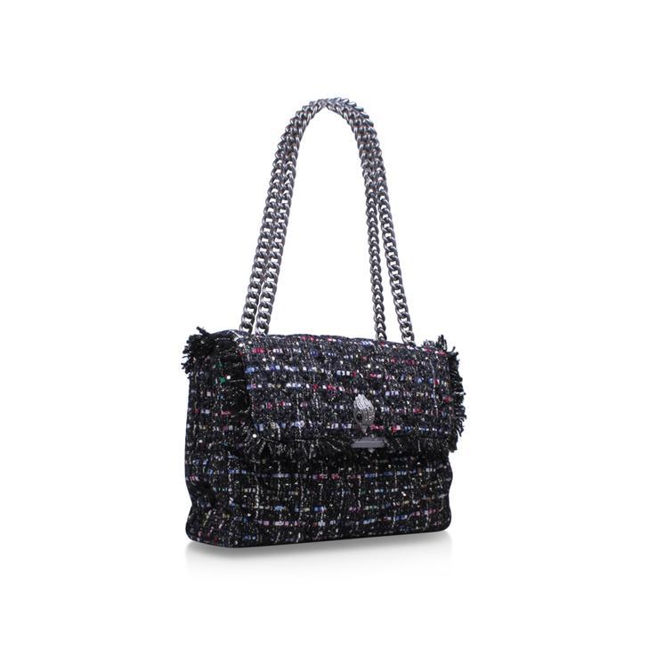 TWEED LARGE BLACK KENSINGTON BAG by KURT GEIGER LONDON