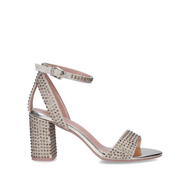 KIANNI Gold Embellished Strappy Block Heel by CARVELA