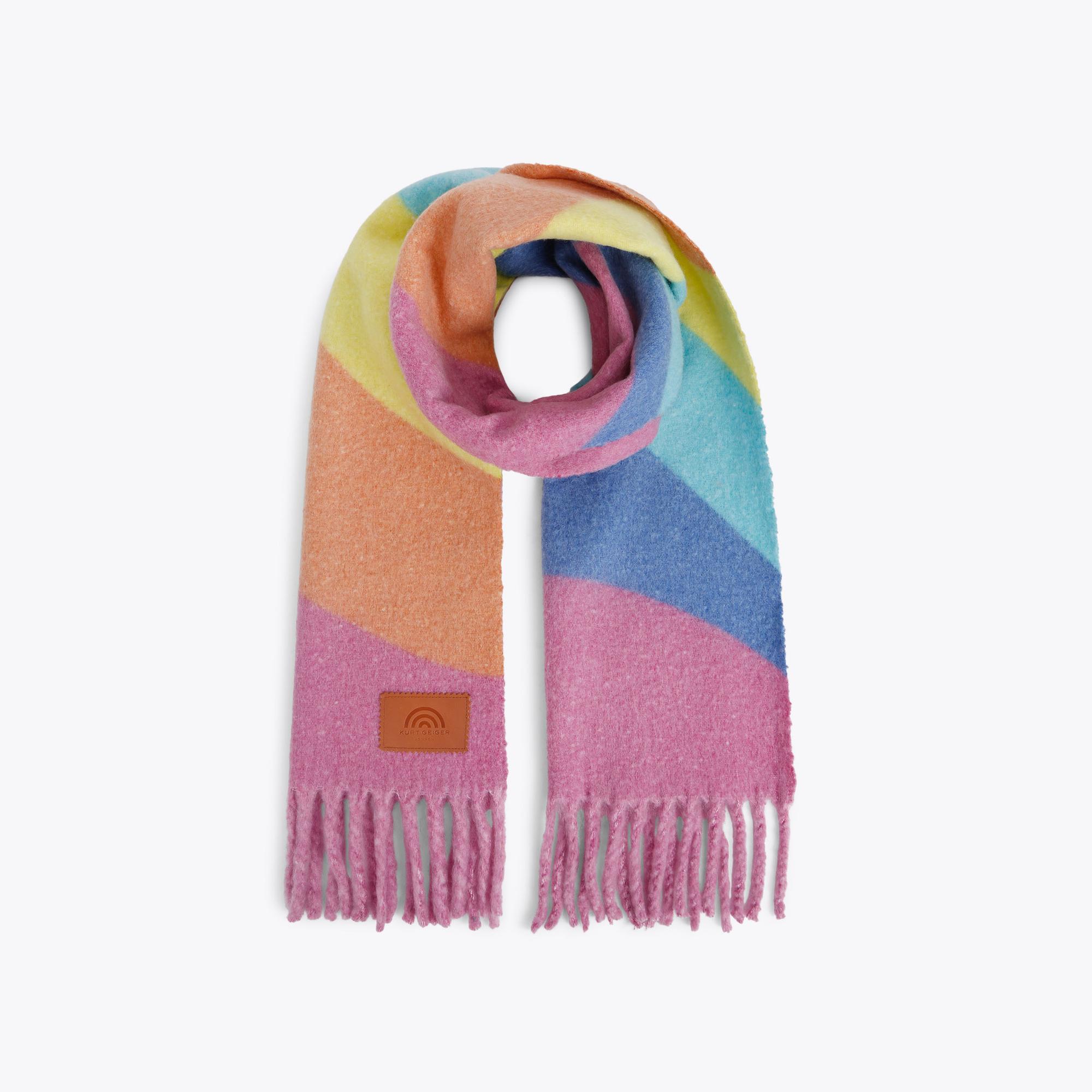 YARNDYE SCARF Rainbow Stripe Tassel Scarf by KURT GEIGER LONDON