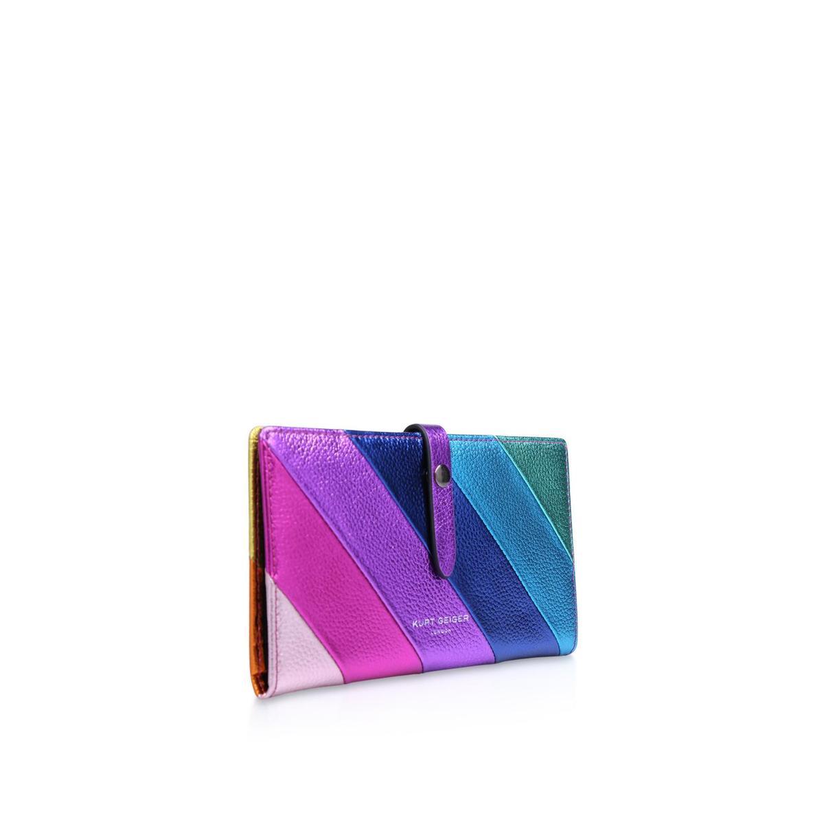 LEATHER SOFT WALLET Rainbow Leather Metallic Striped Wallet by KURT ...