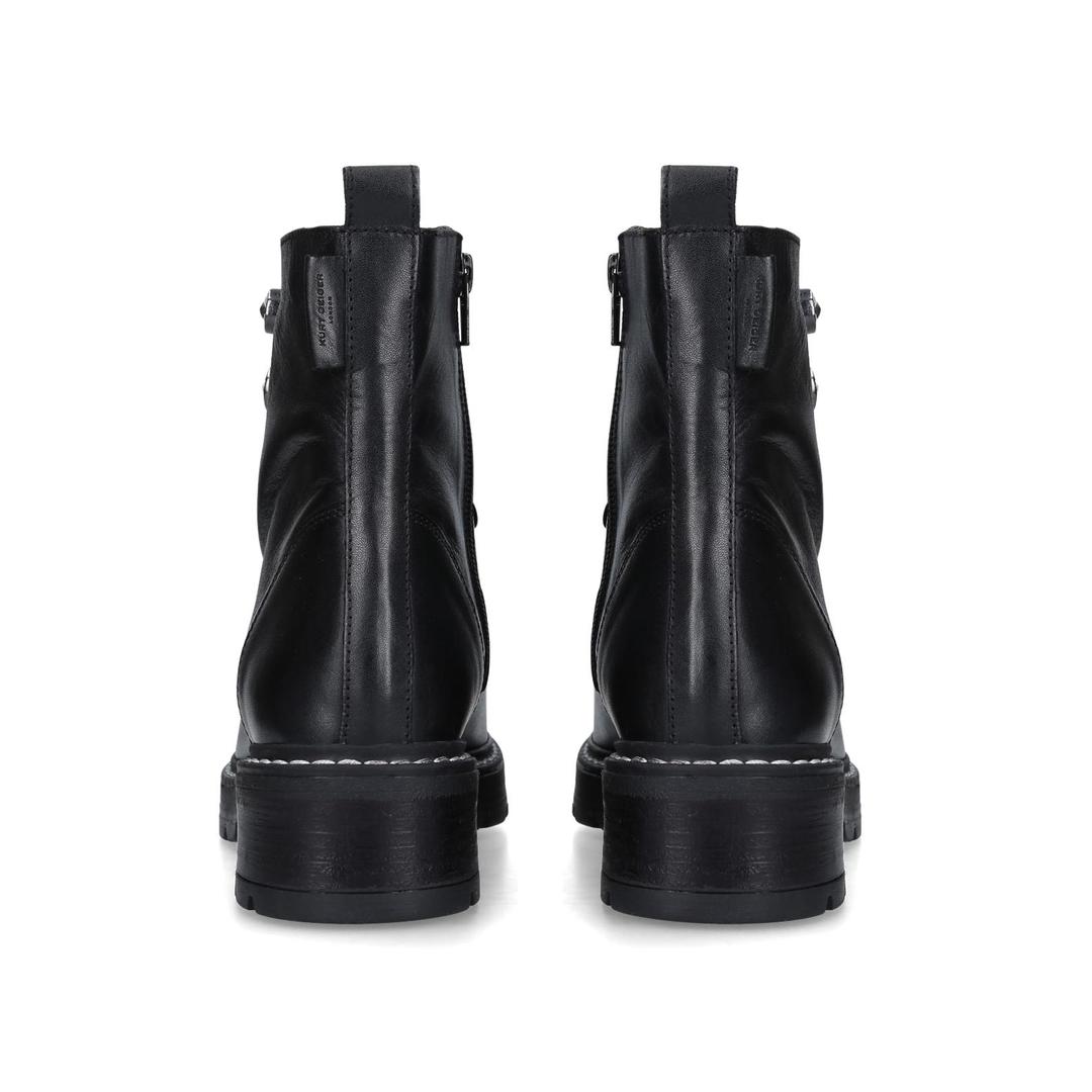 BAX Black Embellished Chain Combat Boots by KURT GEIGER LONDON