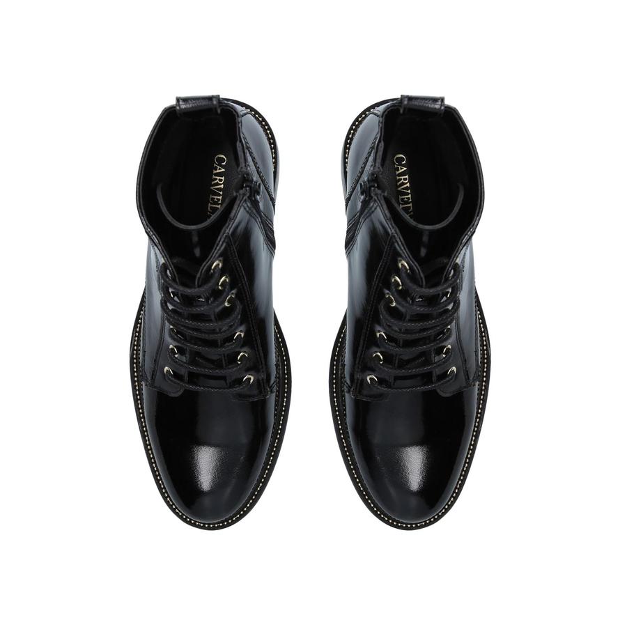 SPIKE Black Patent Lace Up Ankle Boots by CARVELA