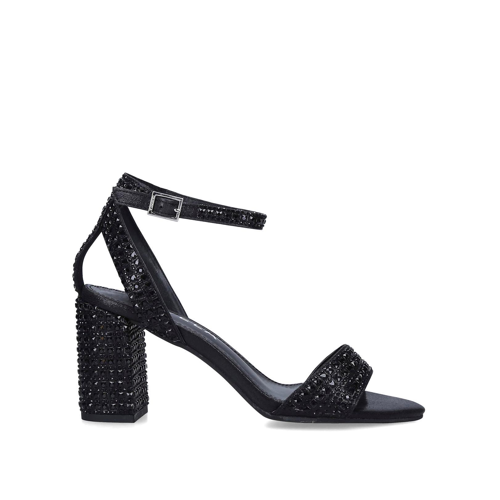 KIANNI Black Embellished Block Heel Sandals by CARVELA