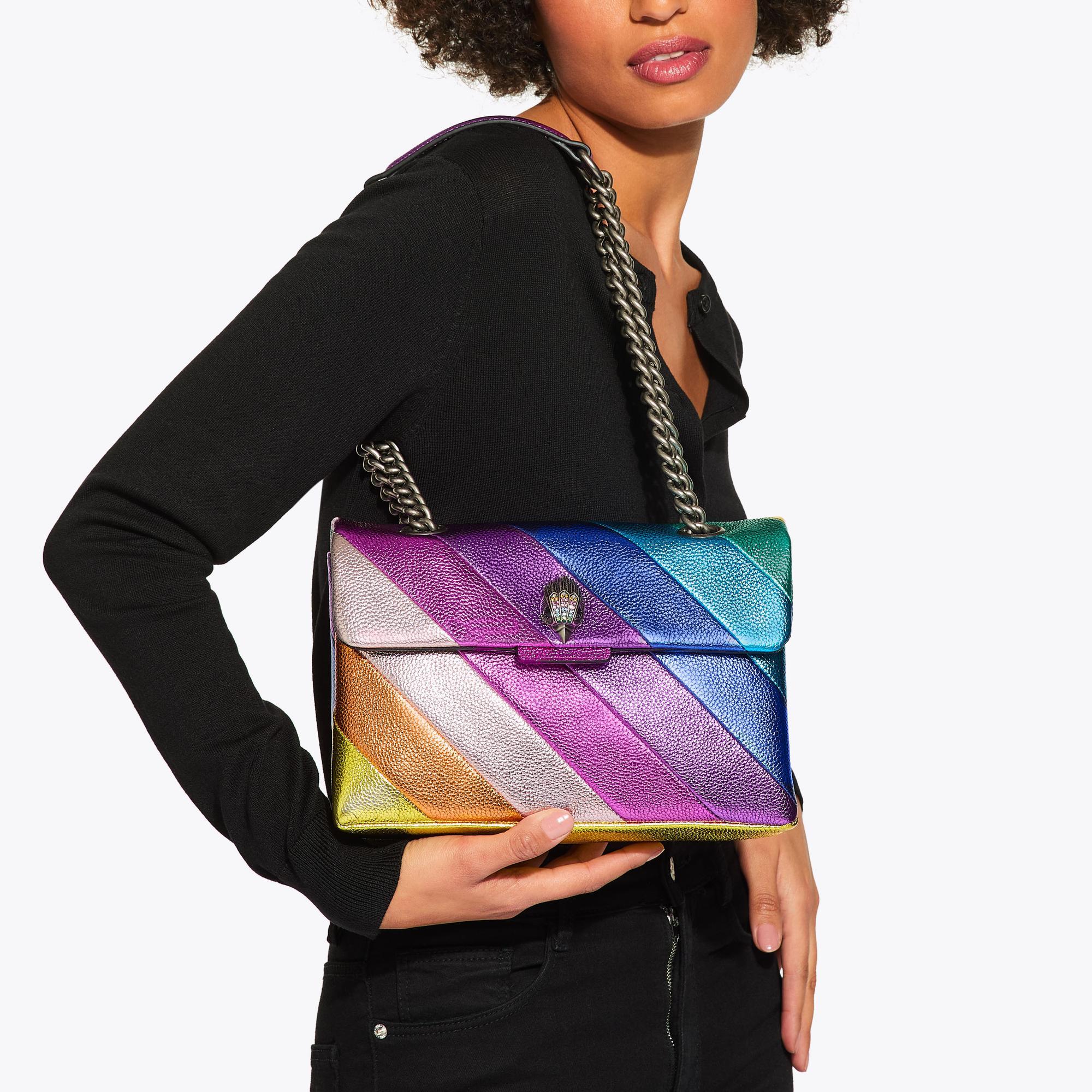 LEATHER KENSINGTON BAG Multi Rainbow Stripe Leather Bag by KURT GEIGER ...