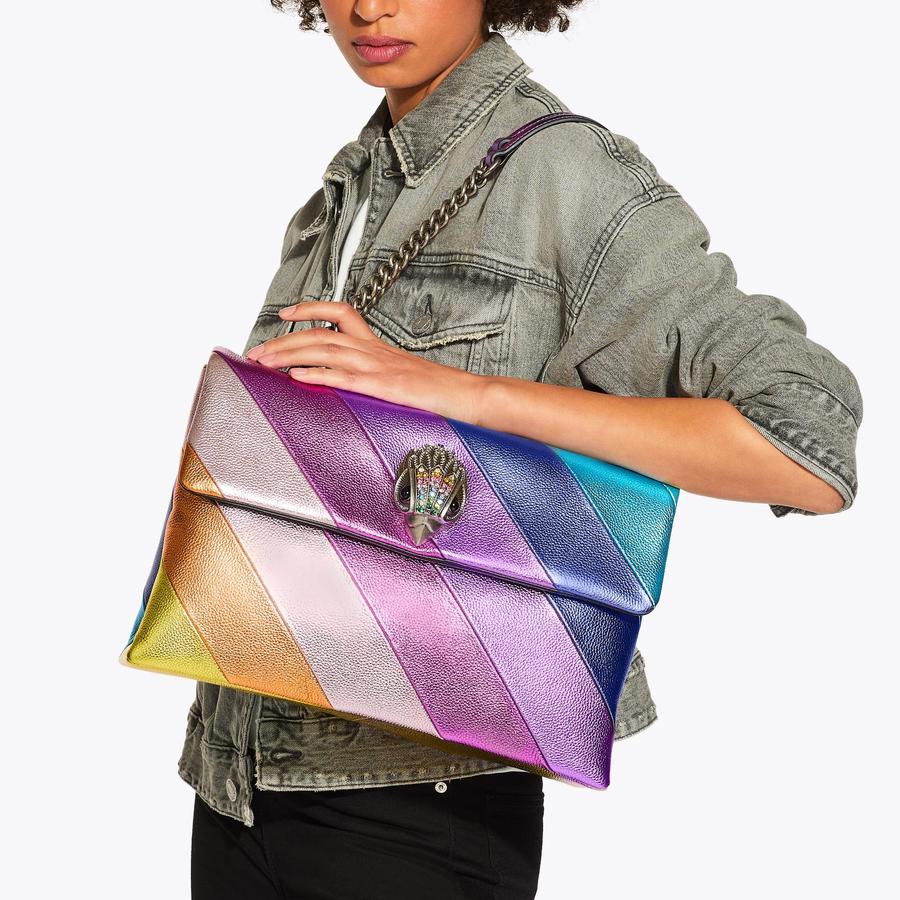 LTHR XXL KENSINGTON BAG Large Rainbow Stripe Shoulder Bag by KURT ...