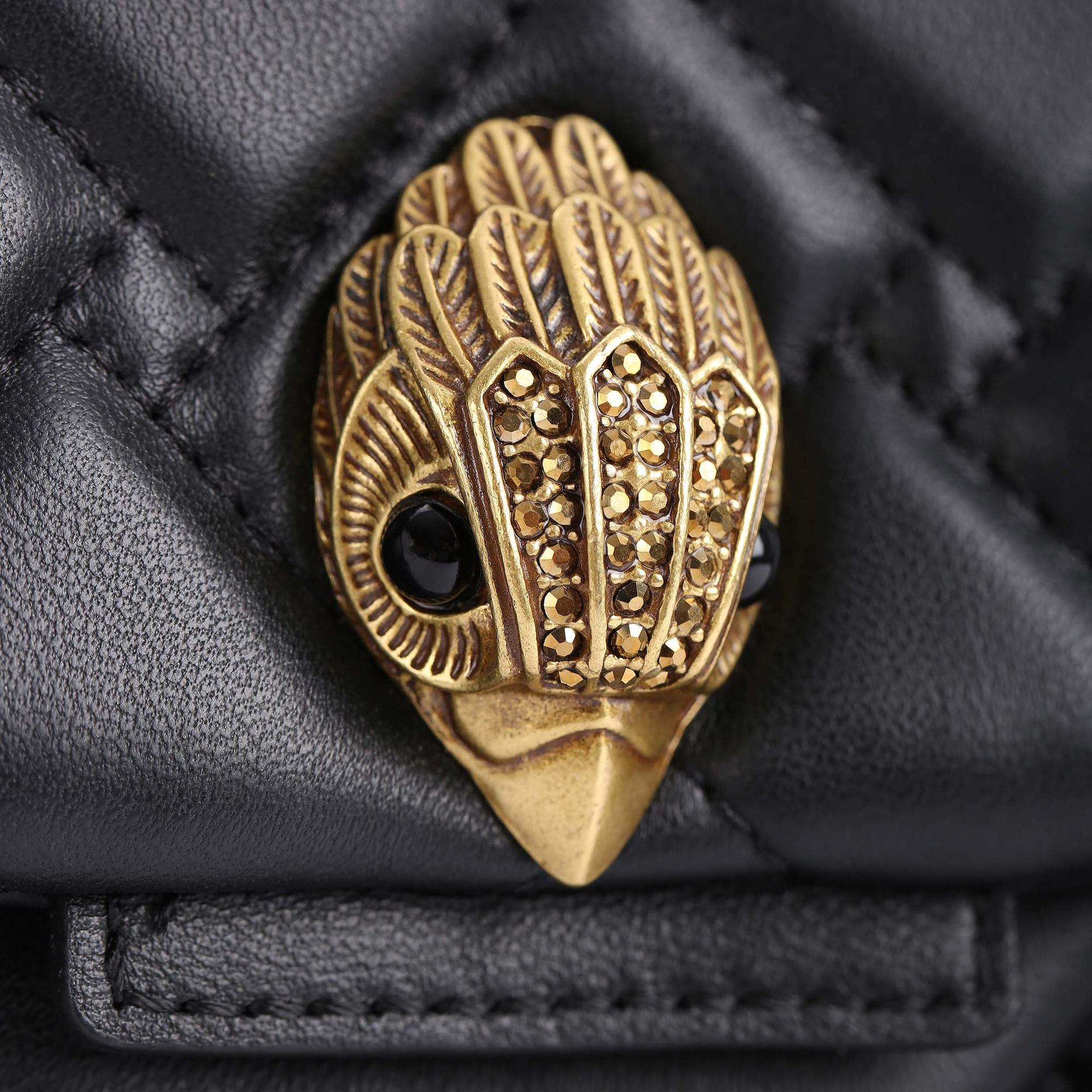 BLACK LEATHER KENSINGTON X BAG Gold Quilted Leather Bag by KURT GEIGER ...