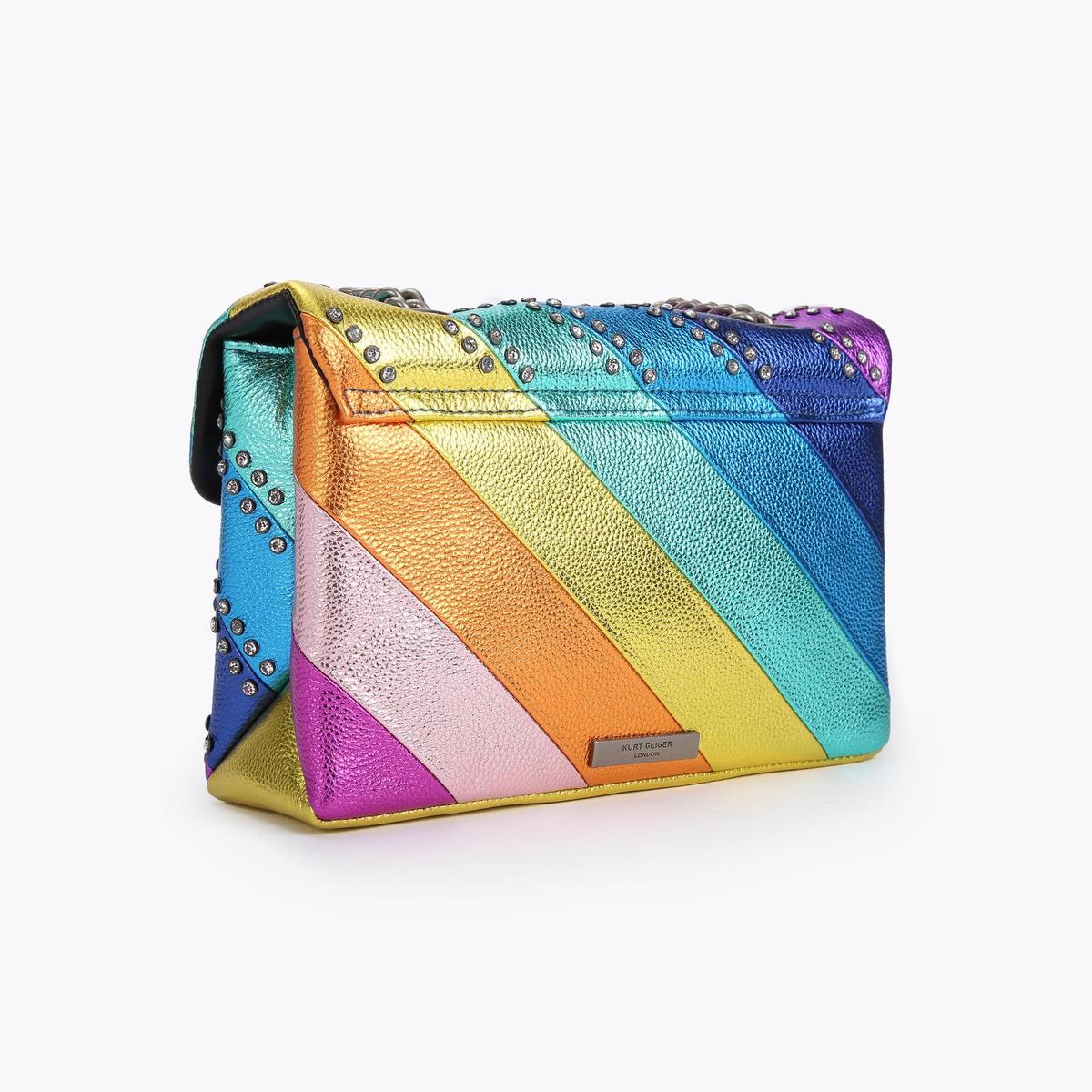 CRYSTAL KENSINGTON BAG Rainbow Stripe Embellished Shoulder Bag by KURT