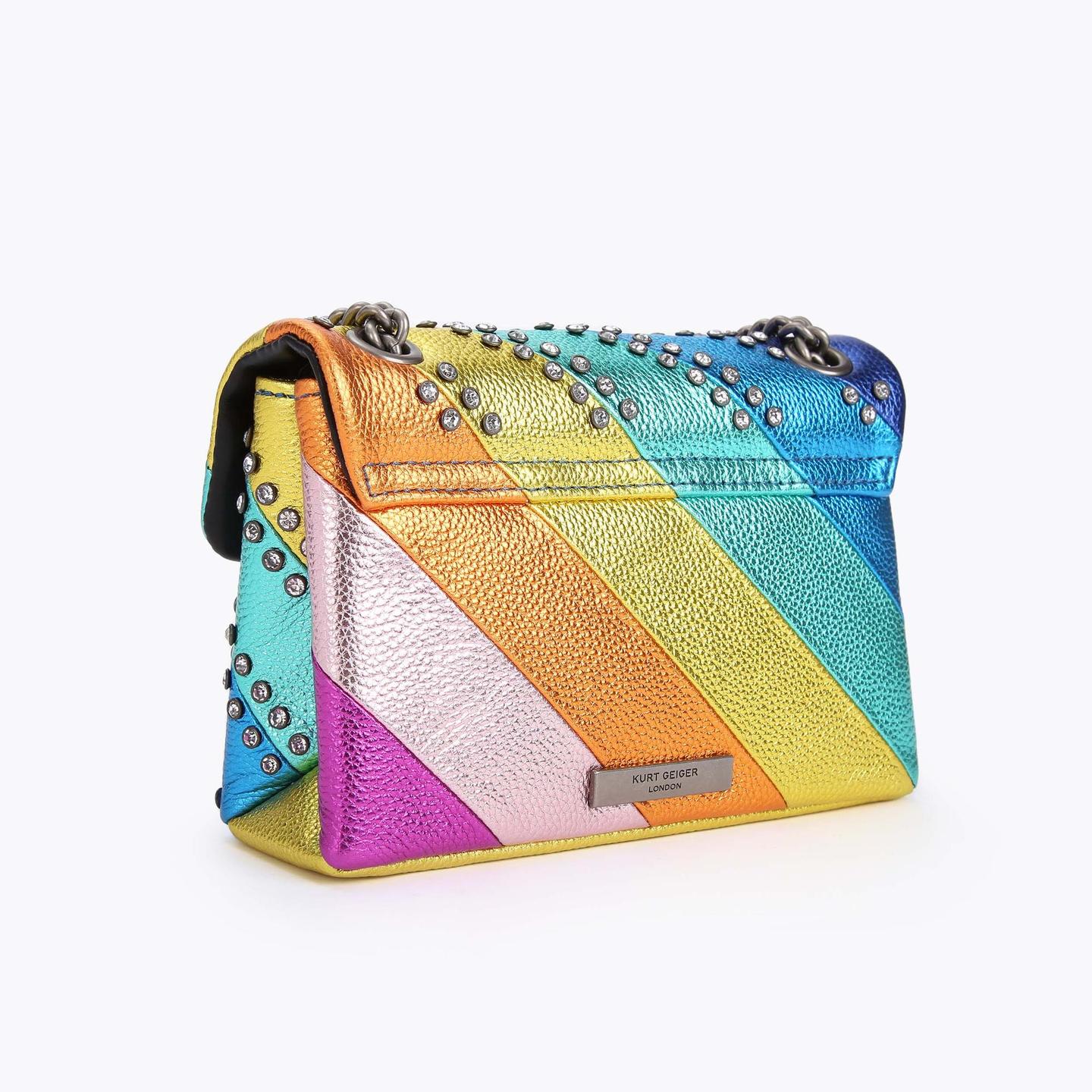 CRYSTAL MINI KENSINGTON Rainbow Stripe Embellished Mini Shoulder Bag by