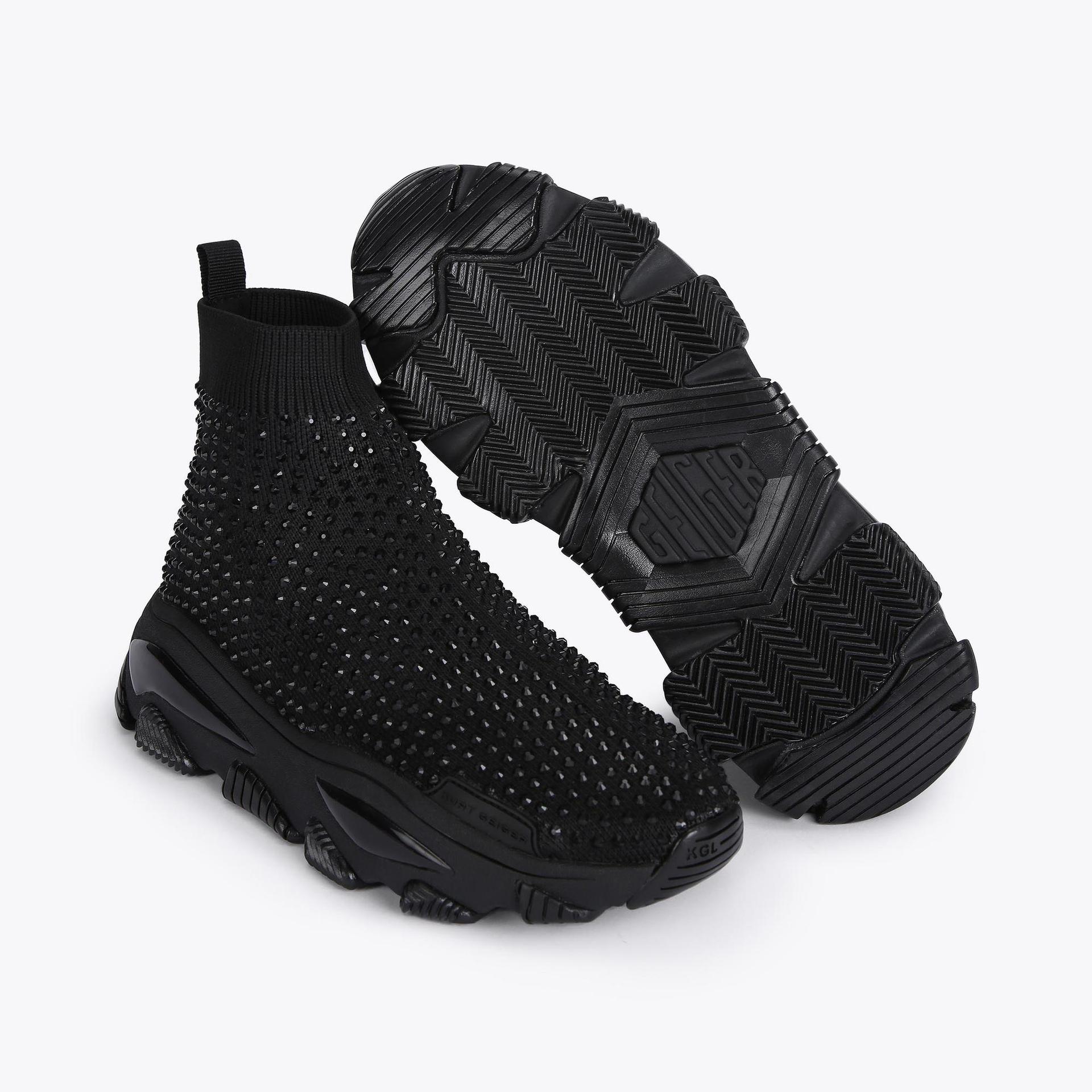 LETTIE KNIT SOCK BLACK FABRIC CRYSTALS by KURT GEIGER LONDON